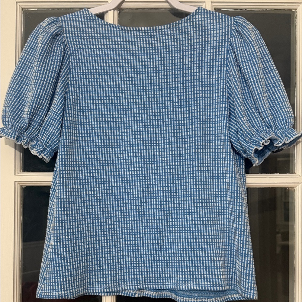 Women's Blue vintage V-Neck Top - Picture 6 of 6